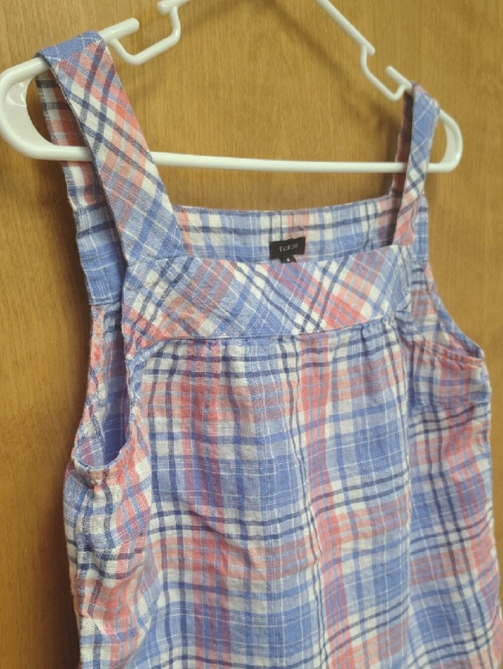 Talbots Linen Square Neck Shell In Paradise Plaid - Picture 3 of 7